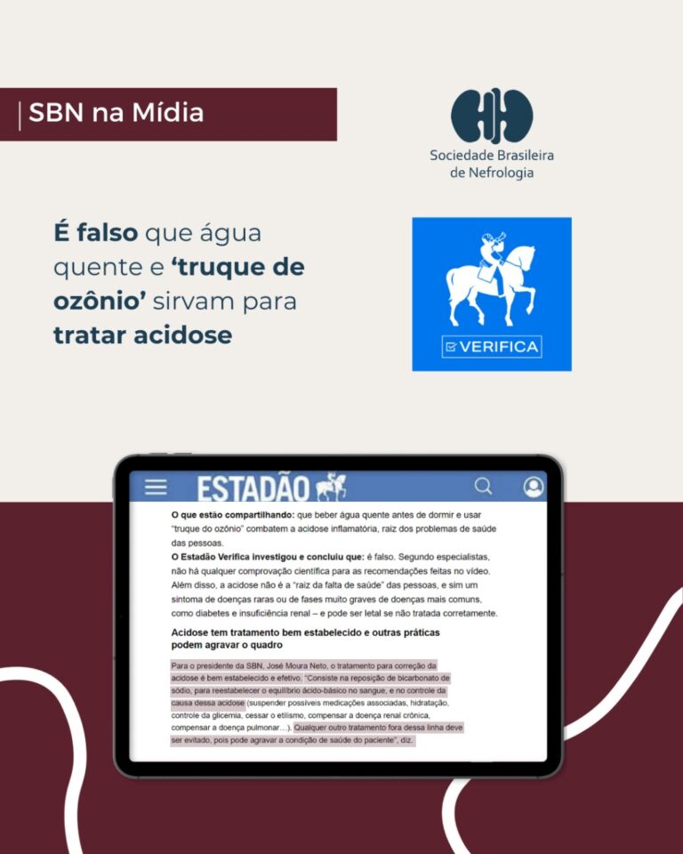 SBN na Mídia: Presidente da SBN, Moura Neto concedeu entrevista ao Estadão para esclarecer sobre a acidose