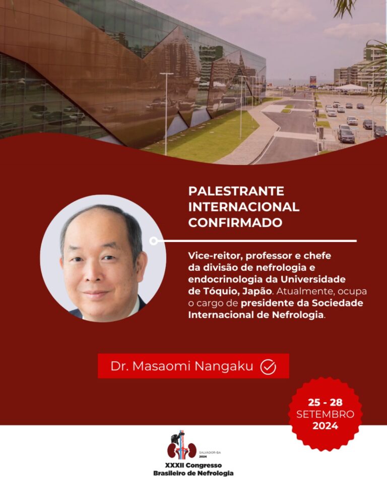 XXXII Congresso Brasileiro de Nefrologia em Salvador, Bahia receberá Presidente da Sociedade Internacional de Nefrologia