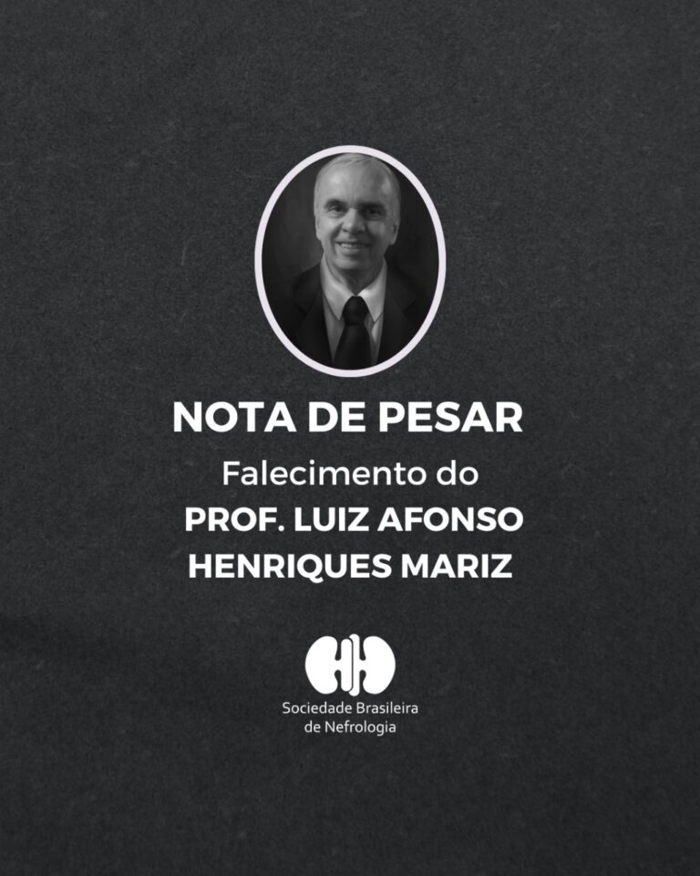 A Sociedade Brasileira de Nefrologia lamenta profundamente o falecimento do nefropediatra carioca Prof. Luiz Afonso Henriques Mariz.