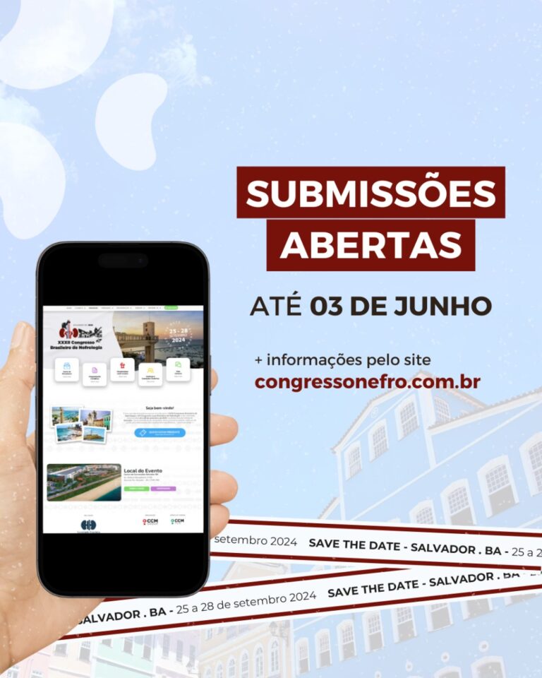 Submeta seus trabalhos científicos para o Congresso Brasileiro de Nefrologia