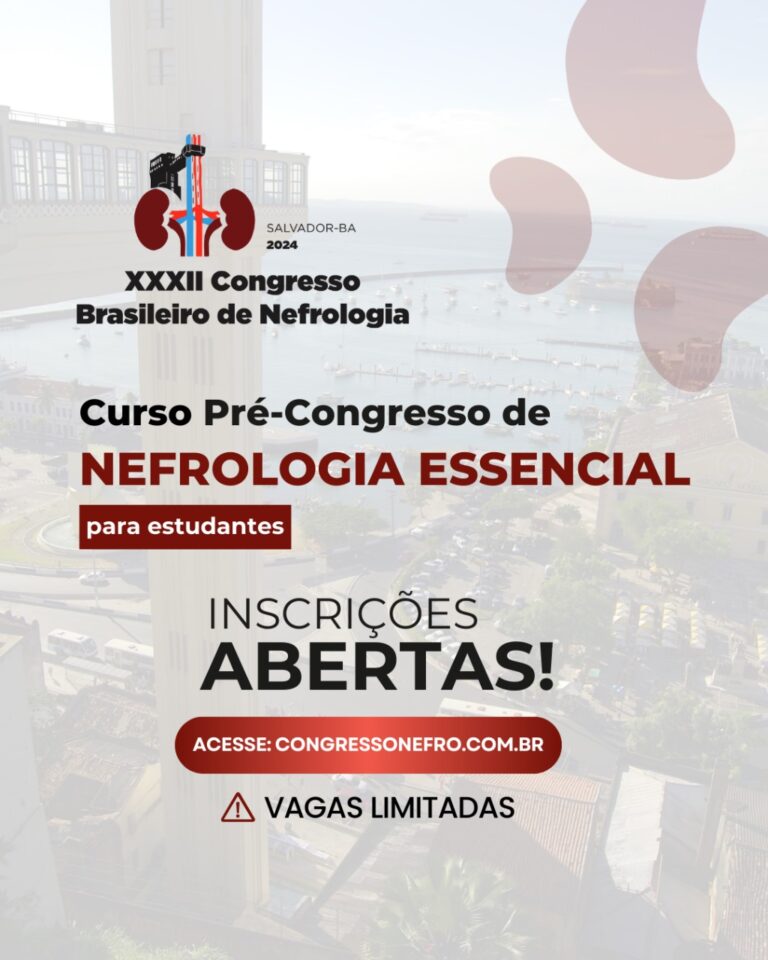 No dia 25 de setembro, acontece Curso Pré-Congresso de Nefrologia Essencial no Congresso Brasileiro de Nefrologia, em Salvador