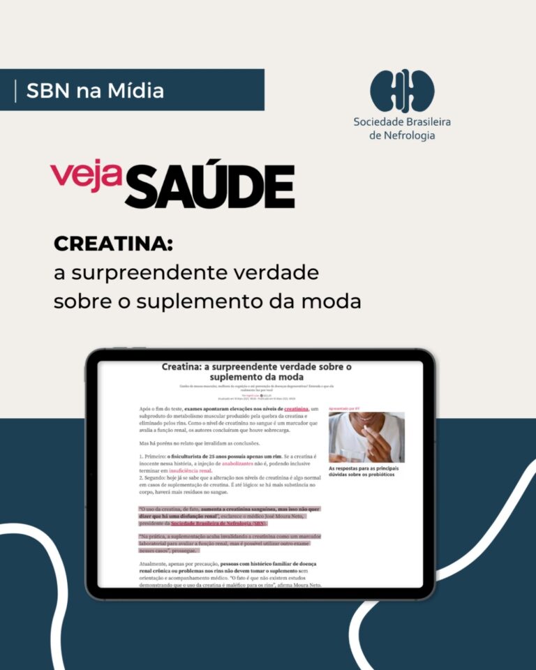 Presidente da SBN, José Moura Neto, participa de reportagem na revista Veja Saúde sobre o suplemento creatina