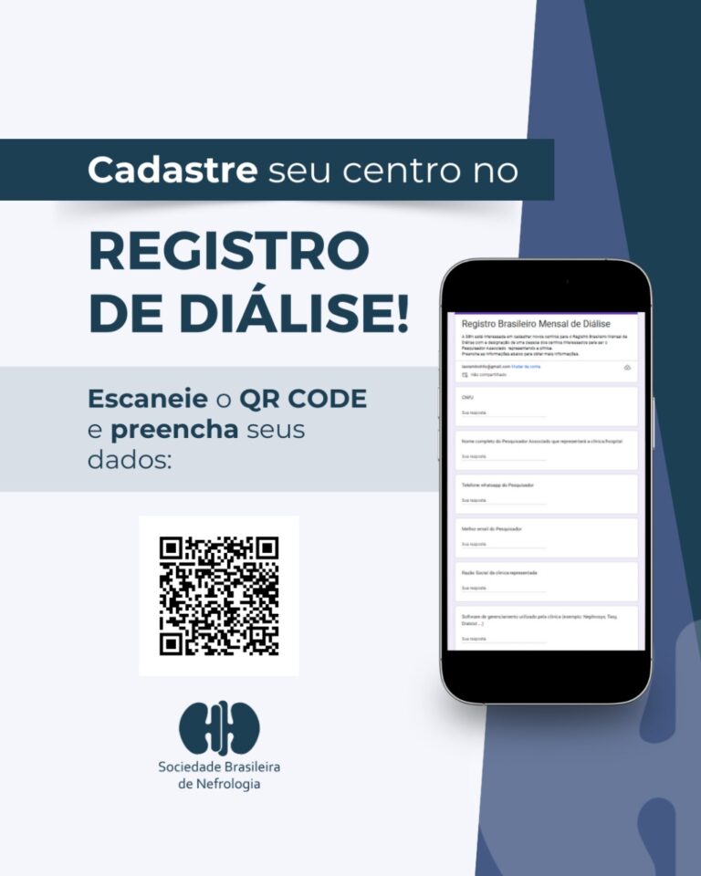 Atenção Clínicas de Diálise! A SBN está com inscrições abertas para novos centros que desejam participar do Registro Brasileiro Mensal de Diálise! 