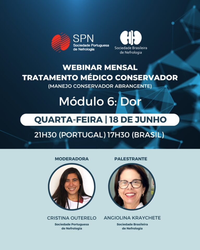 Curso: Tratamento Conservador Abrangente da Doença Renal Crônica! Webinar sobre “Dor”