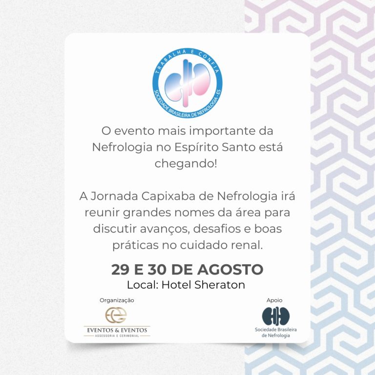 Vem aí a Jornada Capixaba de Nefrologia 2025, um dos principais encontros científicos da especialidade no Espírito Santo