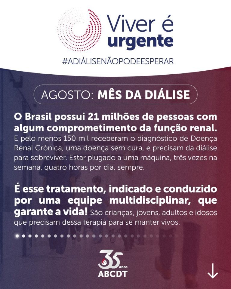 Viver é Urgente: campanha nacional alerta que a diálise não pode esperar e pede acesso digno para milhares de pacientes renais