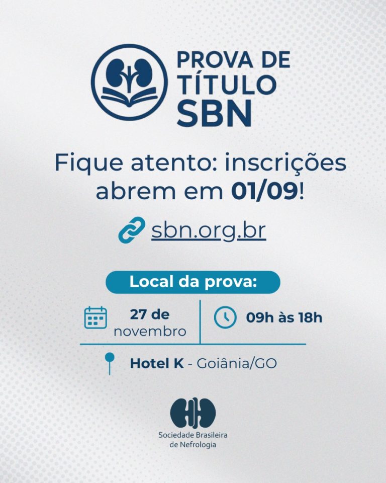 Inscrições para a Prova de Título de Especialista em Nefrologia 2025 abrem em 1º de setembro