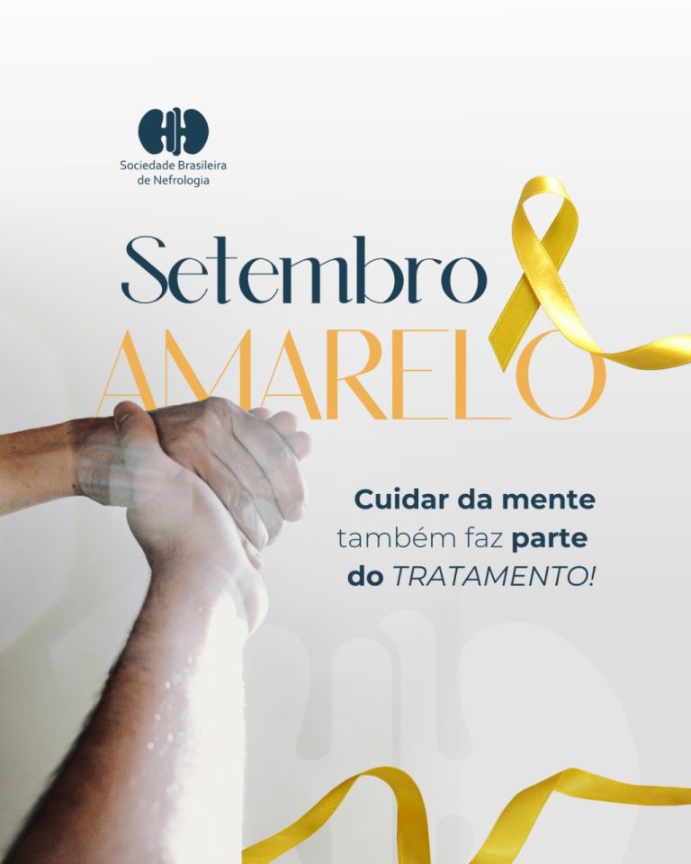 No Setembro Amarelo, SBN reforça: cuidar da saúde mental é também cuidar da saúde renal. Você não está sozinho nessa caminhada!