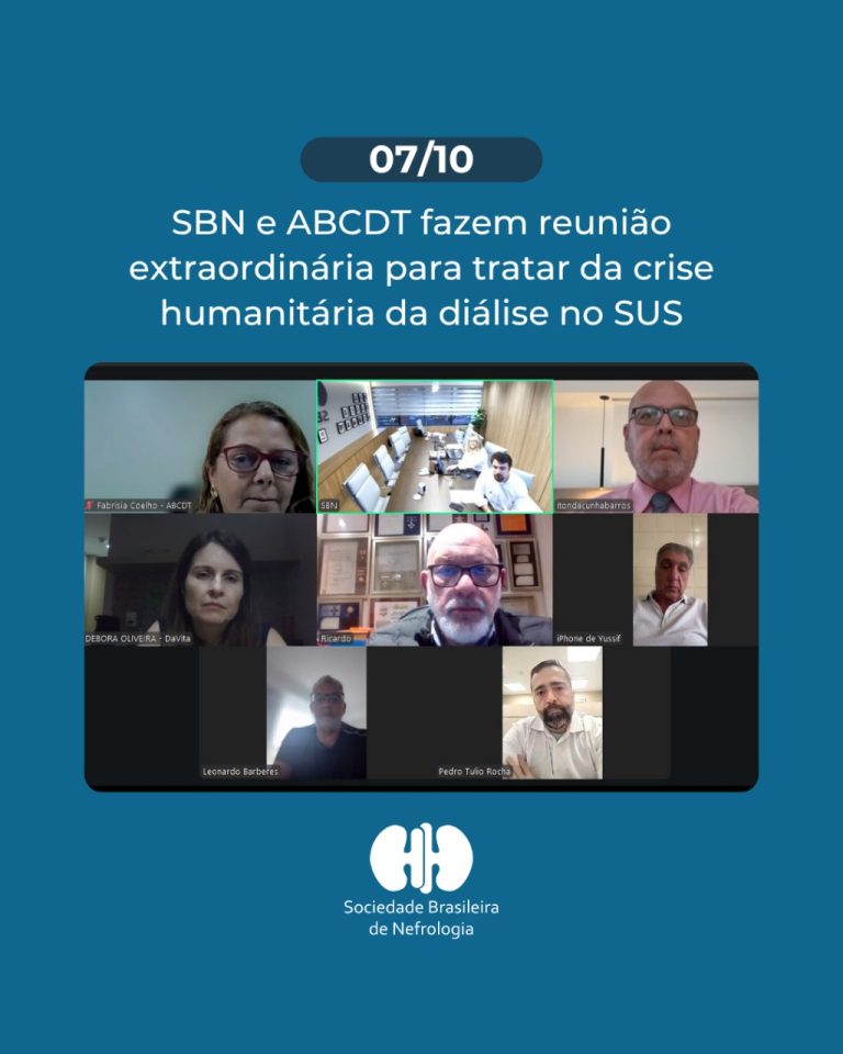 SBN e ABCDT alertam para crise humanitária na diálise do SUS e cobram reajuste urgente no custeio