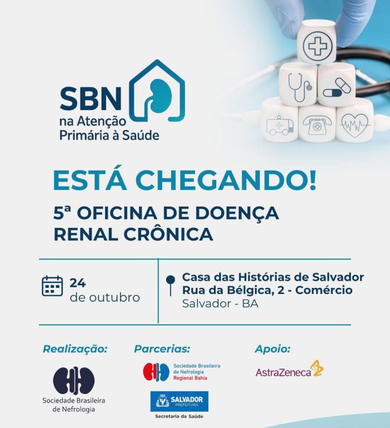 Está chegando a 5ª edição da Oficina de Doença Renal Crônica do projeto SBN na Atenção Primária à Saúde!