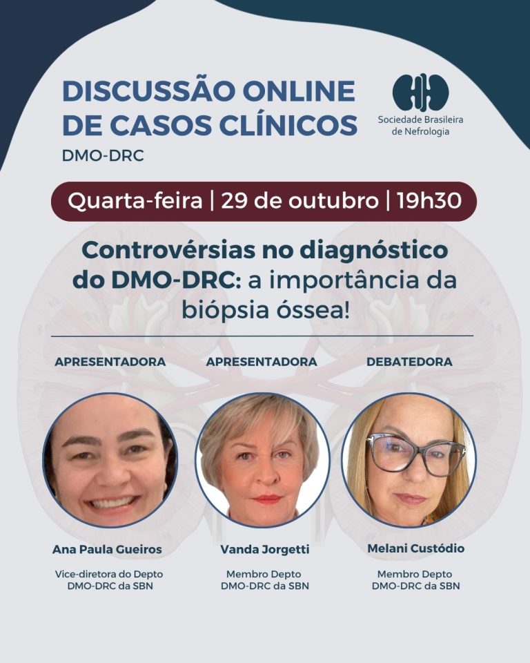 SBN promove discussão online sobre controvérsias no diagnóstico do DMO-DRC e a importância da biópsia óssea