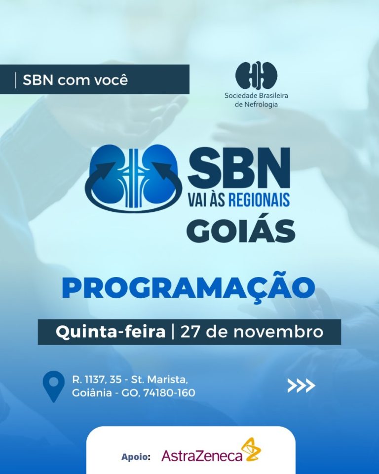 Goiânia recebe a 16ª edição do “SBN Vai às Regionais” com simpósio sobre hiperpotassemia e reunião com associados