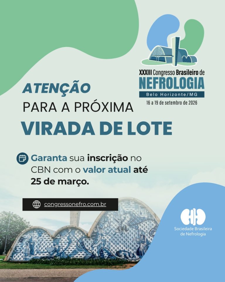 A próxima virada de lote do XXXIII Congresso Brasileiro de Nefrologia acontece em 25 de março