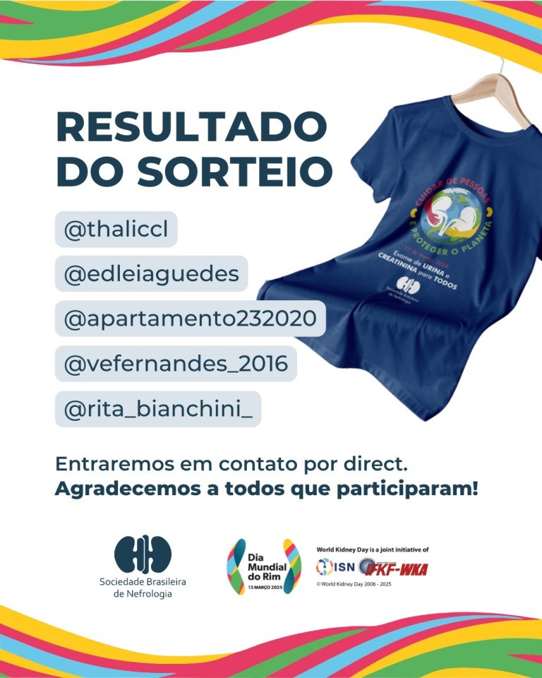 Já temos os ganhadores do sorteio de camisetas do Dia Mundial do Rim 2026!