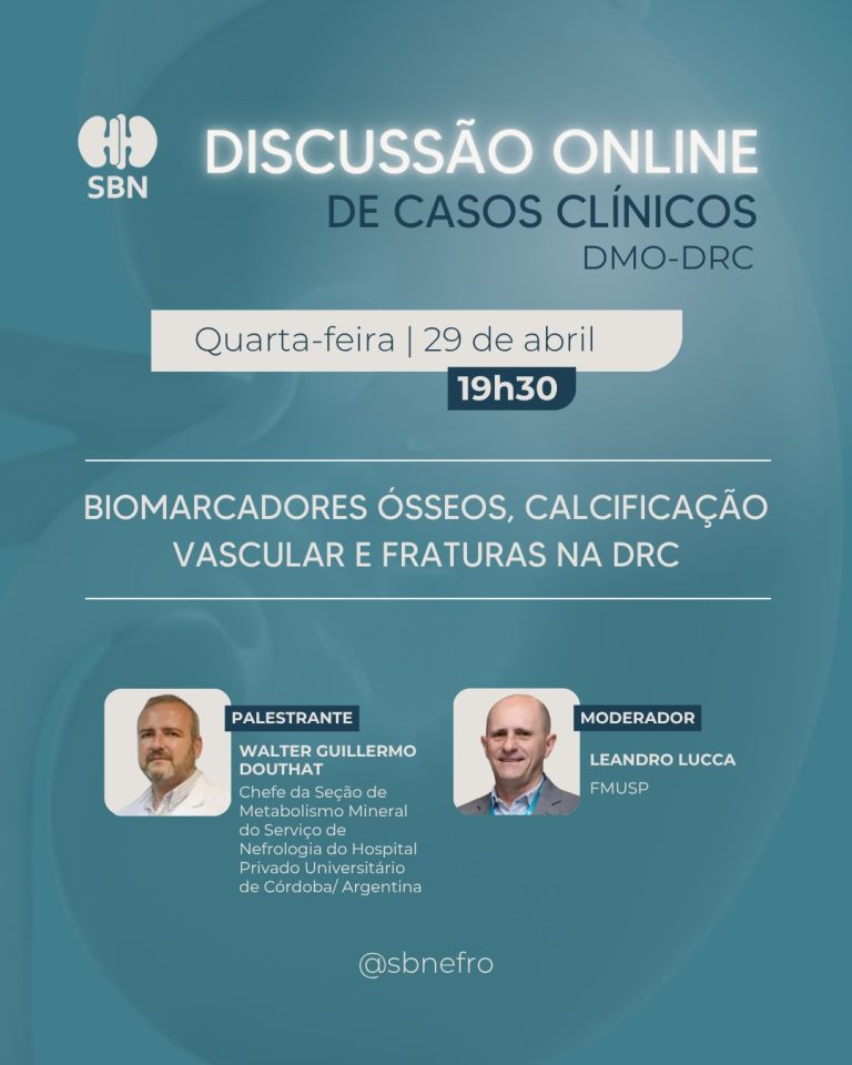 SBN promove debate online sobre biomarcadores ósseos, calcificação vascular e fraturas na DRC no dia 29/04