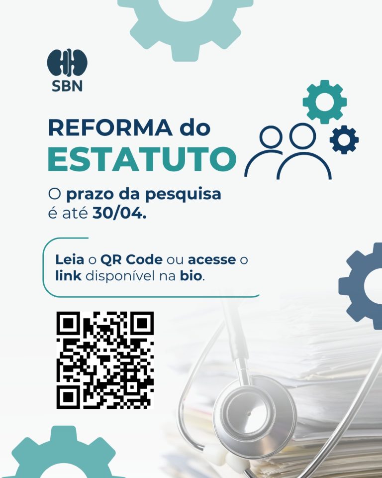 A Sociedade Brasileira de Nefrologia segue avançando no processo de revisão do seu Estatuto Social – e a participação dos associados é essencial nessa construção coletiva.