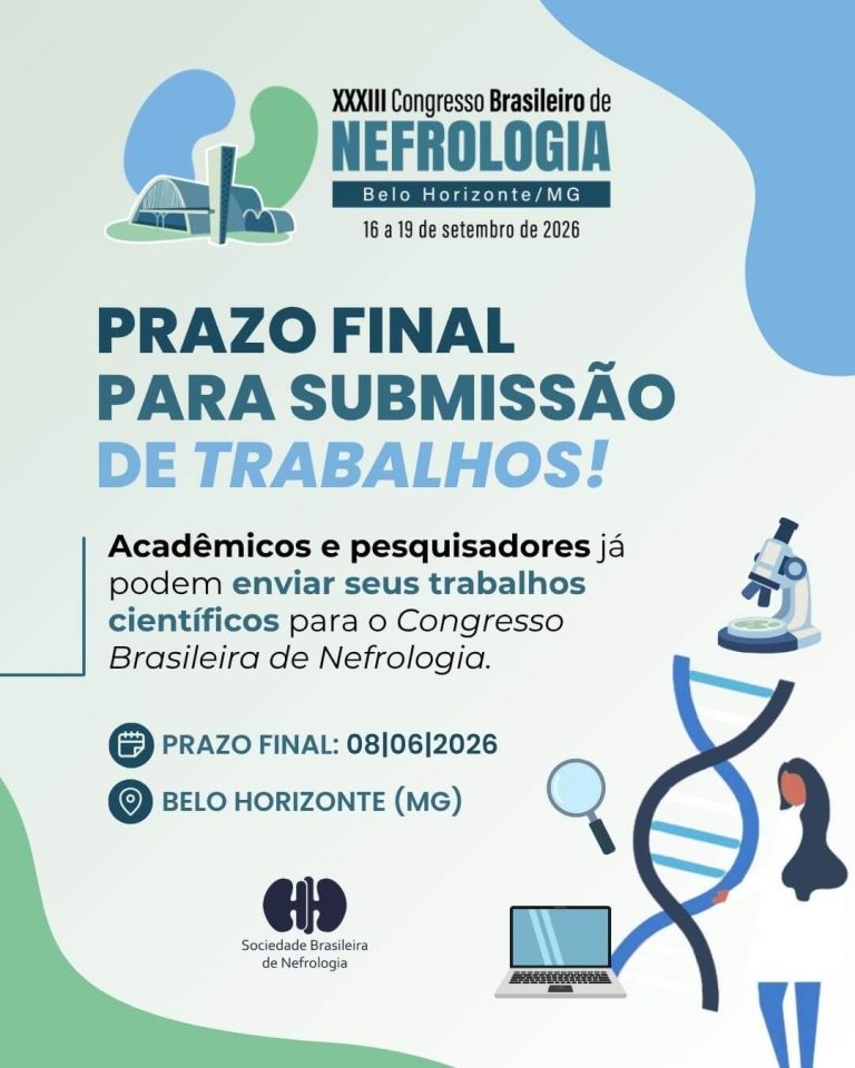 33º Congresso Brasileiro de Nefrologia abre submissão de trabalhos científicos até 8 de junho de 2026