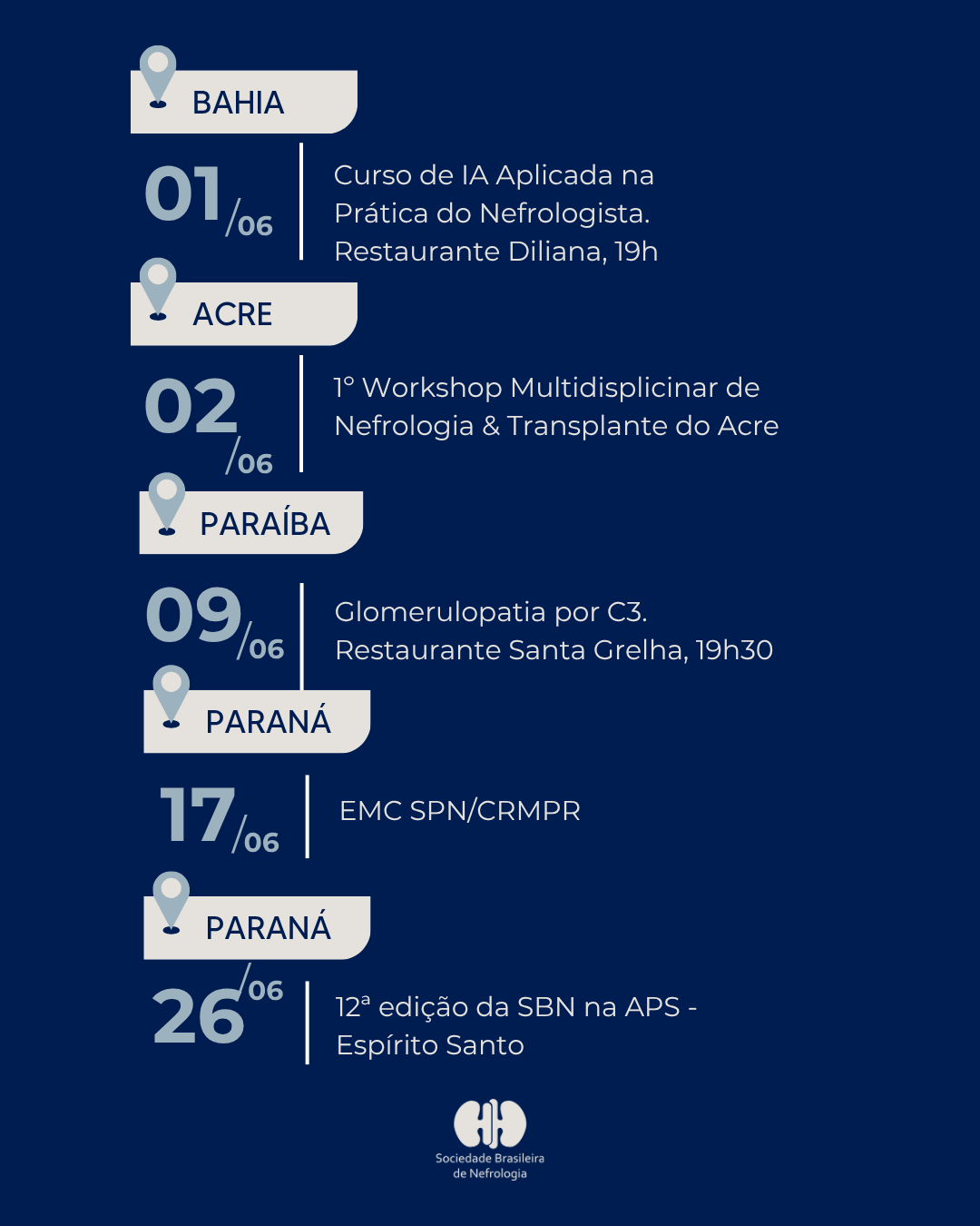 Confira os eventos das Regionais da SBN no mês de junho!