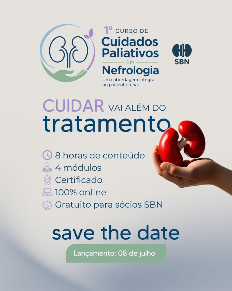 A Sociedade Brasileira de Nefrologia lançará um curso inteiramente dedicado aos Cuidados Paliativos em Nefrologia