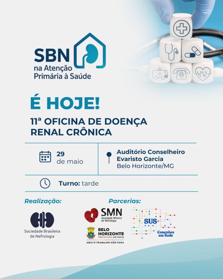 Belo Horizonte recebe a 11ª Oficina de Doença Renal Crônica da SBN voltada à Atenção Primária