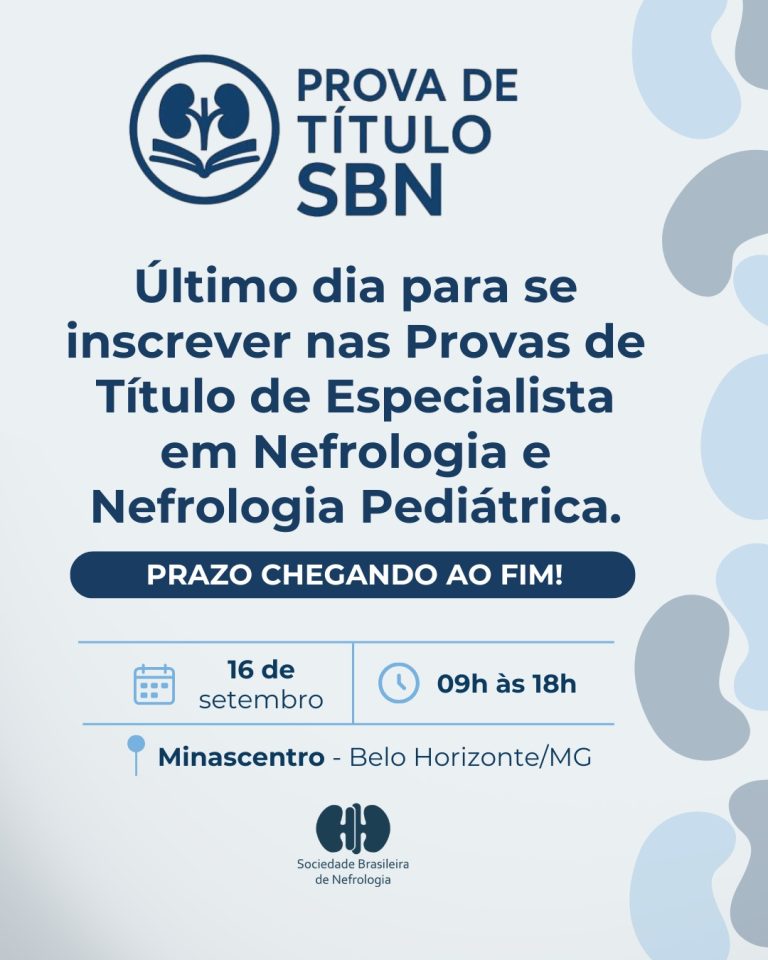 Inscrições para as Provas de Título de Especialista da SBN terminam hoje