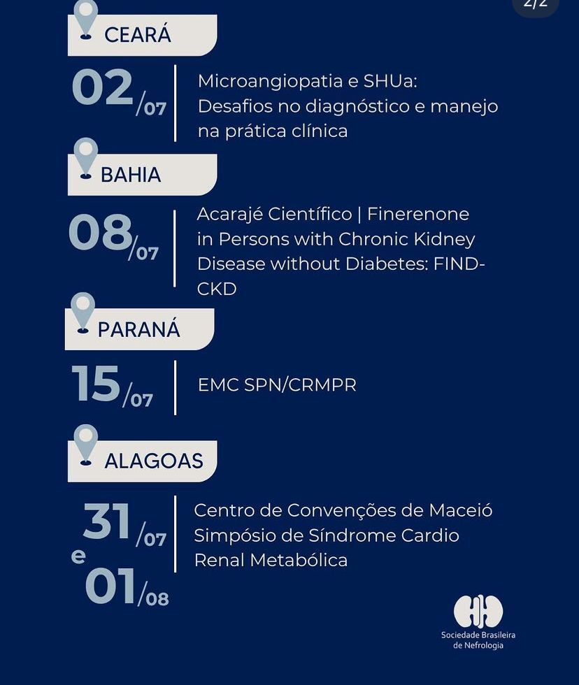 Confira os eventos das Regionais da SBN no mês de julho