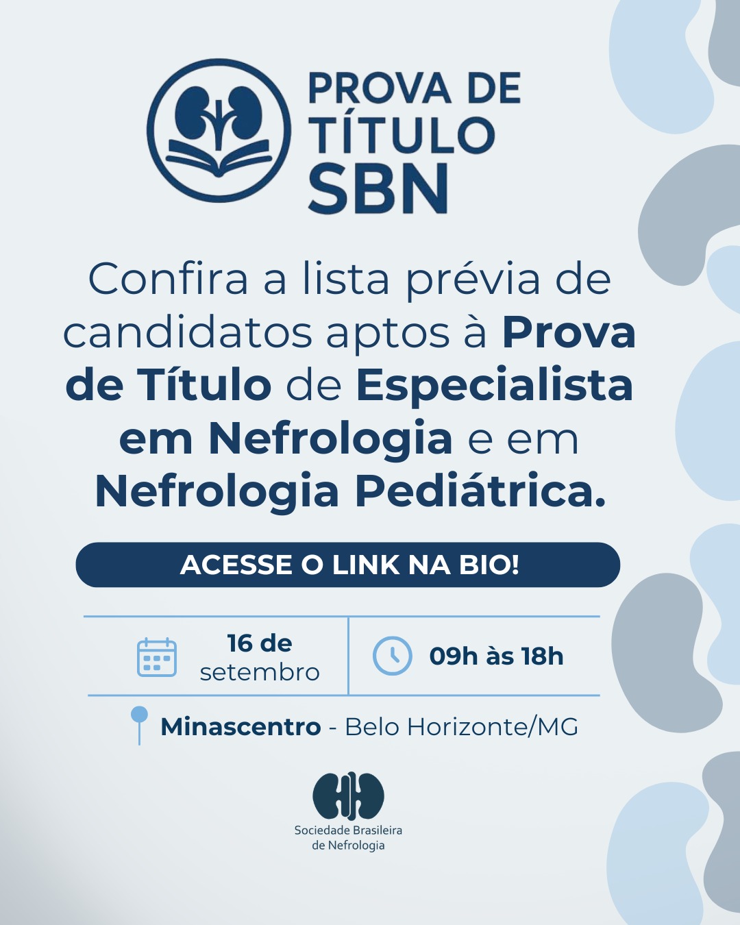 A lista prévia de candidatos aptos para a Prova de Título de Especialista em Nefrologia e em Nefrologia Pediátrica 2026 já está disponível