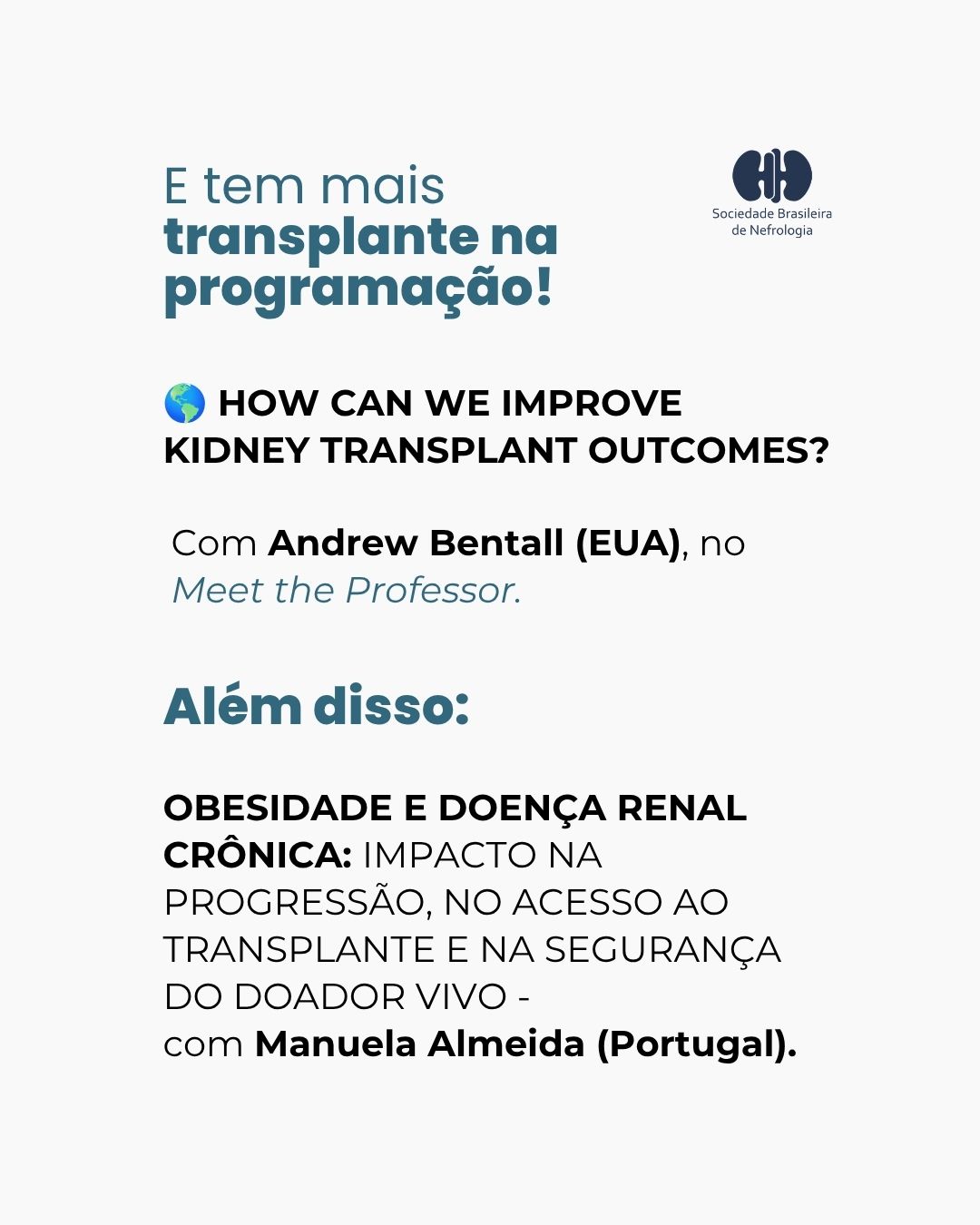 Imperdíveis do CBN 2026 Transplante Renal