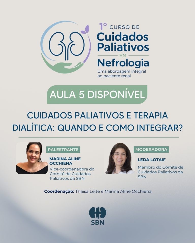 Aula 5 do Curso de Cuidados Paliativos em Nefrologia já está disponível