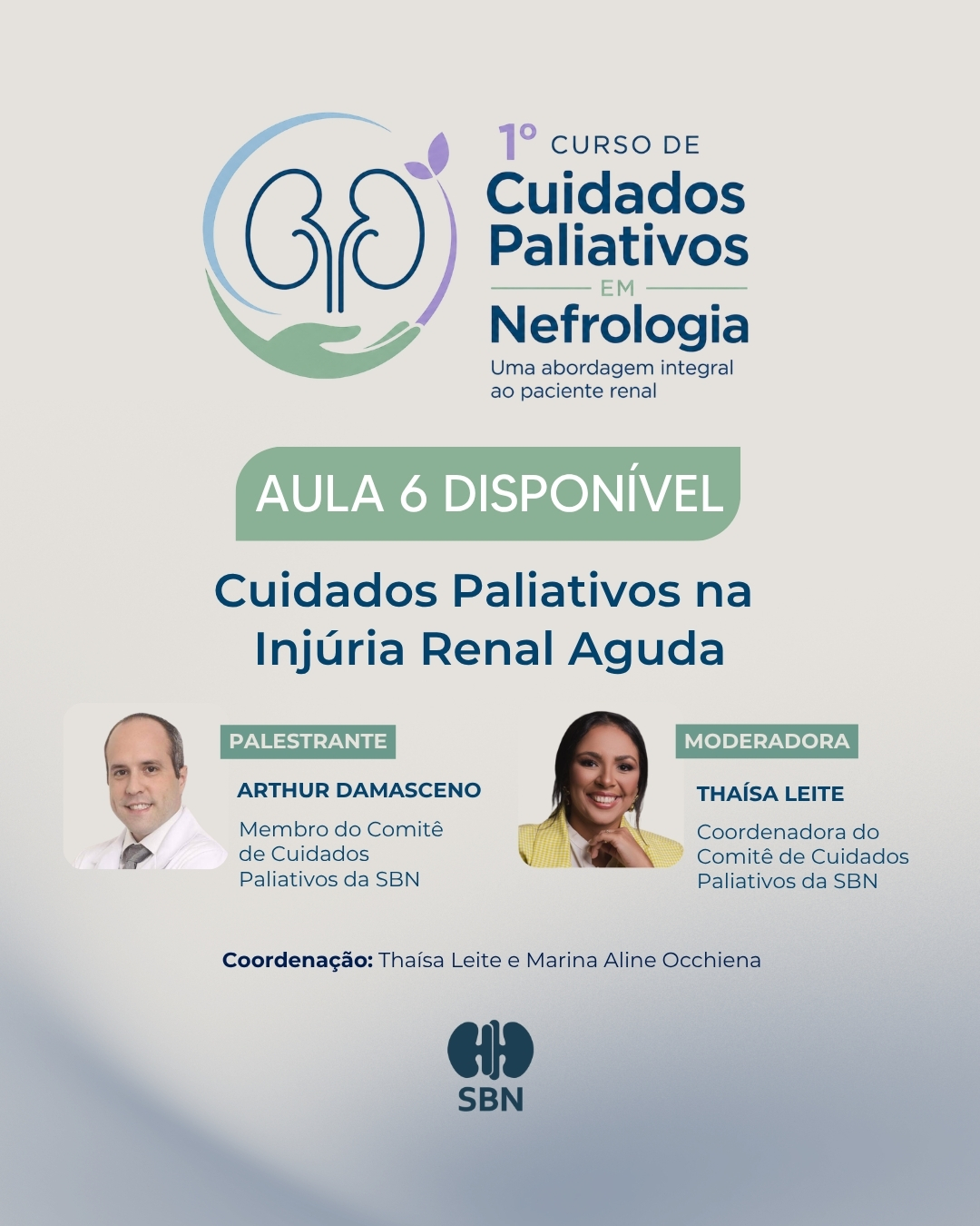 SBN disponibiliza aula 6 do 1º Curso de Cuidados Paliativos em Nefrologia sobre injúria renal aguda