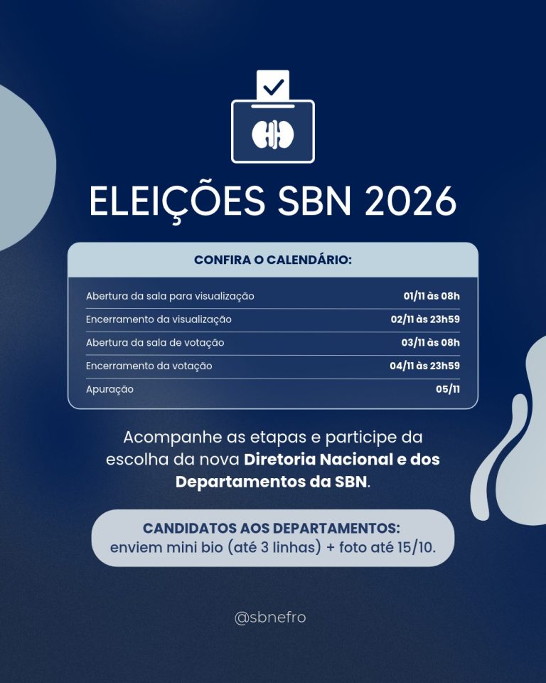 Eleições SBN 2026: votação para Diretoria Nacional e Departamentos ocorrerá em 3 e 4 de novembro