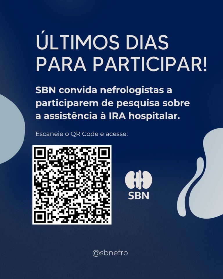 Pesquisa da SBN sobre assistência à Injúria Renal Aguda hospitalar entra nos últimos dias de coleta