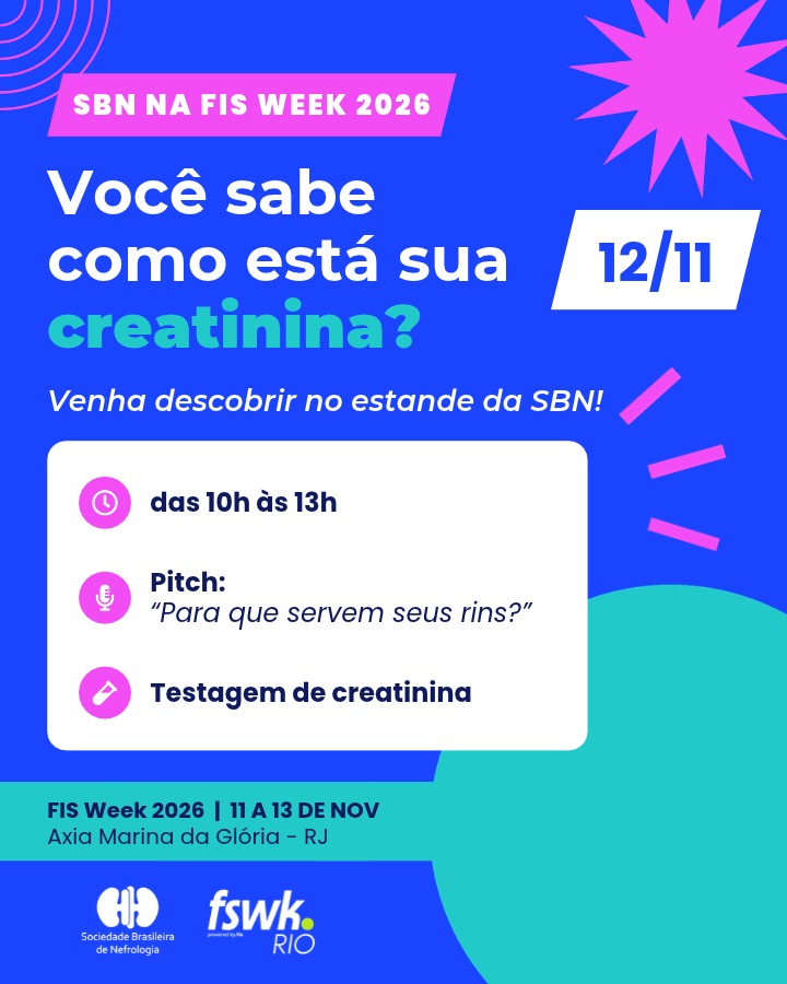 SBN promoverá testagem de creatinina e conversa sobre saúde renal na FIS Week 2026