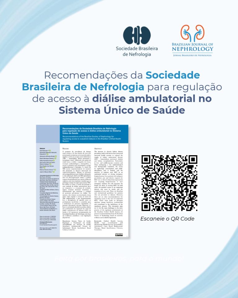 SBN publica 15 recomendações para regulação do acesso à diálise ambulatorial no SUS