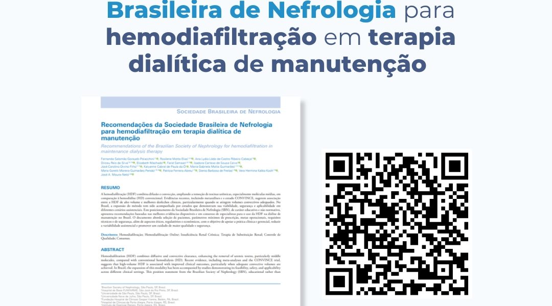 SBN publica recomendações para hemodiafiltração em terapia dialítica de manutenção no BJN