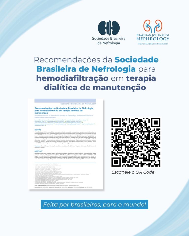 SBN publica recomendações para hemodiafiltração em terapia dialítica de manutenção no BJN